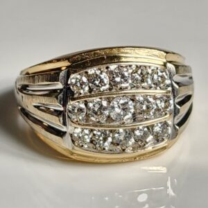 14KT Yellow Gold Diamond Cluster Mens Ring Size 10.5