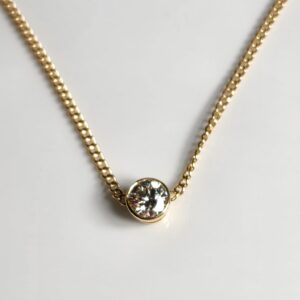 20″ 14KT Yellow Gold Solitaire Diamond Necklace