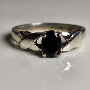 Sterling Silver Oval Black Onyx Ring Size 9