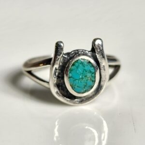 Sterling Silver Turquoise Horseshoe Ring Size 4