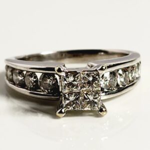 14KT White Gold Princess Cut Diamond Engagement Ring Size 8.5