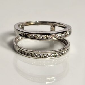 14KT White Gold Diamond Ring Guard Wedding Band Size 6