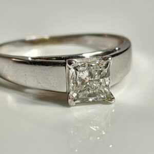 14KT White Gold Princess Cut Solitaire Diamond Engagement Ring Size 8
