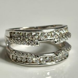 14KT White Gold Diamond Ring Guard Size 8