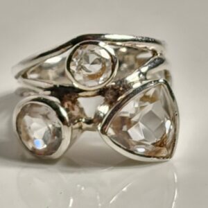 Sterling Silver Art Deco Quartz Ring Size 8