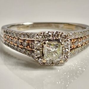 14KT Two Toned White && Rose Gold Diamond Engagement Ring Size 9