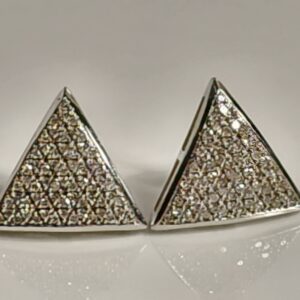 10KT White Gold Pave Diamond Triangle Shape Earrings