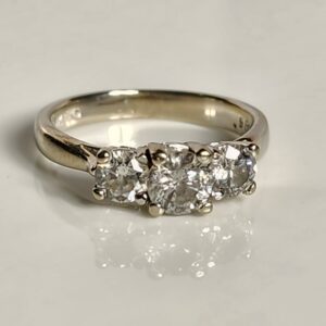 14KT White Gold 3 Stone Diamond Engagement Ring Size 5