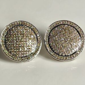 10KT White Gold Round Pave Diamond Earrings