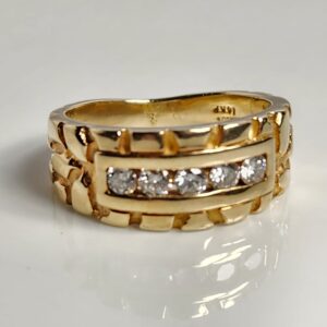 14KT Mens Yellow Gold Diamond Ring Size 9.5