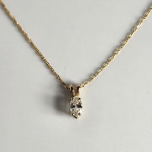18″ 14KT Yellow Gold Marquise Diamond Necklace