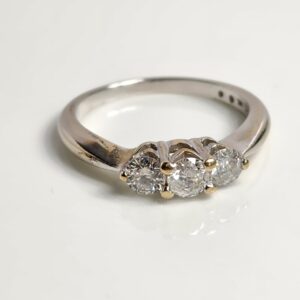 14KT White Gold 3 Stone Diamond Engagement/ Anniversary Ring Size 6.5