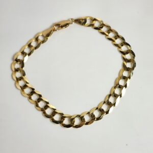 9″ 14KT Yellow Gold Mens Curb Link Bracelet