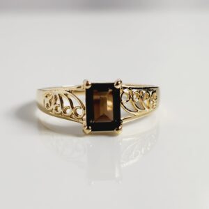14KY Yellow Gold Smoky Topaz Ring Size 8