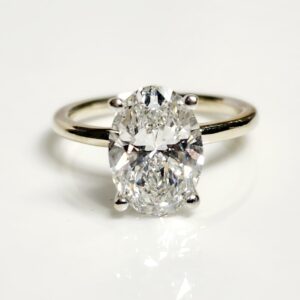14KT White Gold Lab Created 2.21ctw Oval Diamond Engagement Ring Size 4