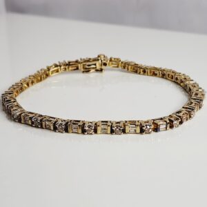 7″ 14KT Yellow Gold Diamond Tennis Bracelet