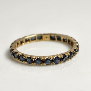 14KT Yellow Gold Sapphire Eternity Ring Size 6