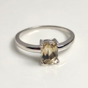 14KT White Gold Radiant Cut Quartz Gemstone Ring Size 7