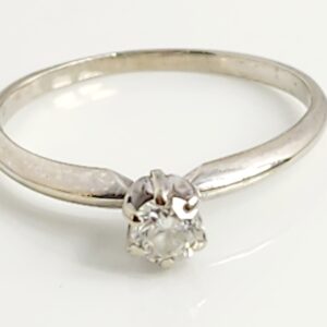 14KT White Gold Solitaire Diamond Engagement Ring Size 8