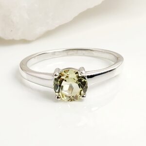 Sterling Silver Round Green Sapphire Ring Size 7