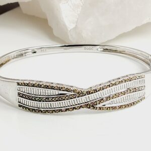 7″ Sterling Silver Diamond Bracelet Bangle