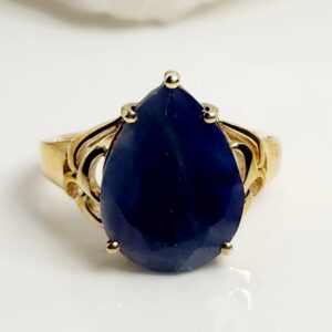 Sterling Silver Gold Tone Pear Shape Sapphire Size 7