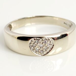 14KT Yellow Gold Pave Diamond in Heart Shape Band Size 11