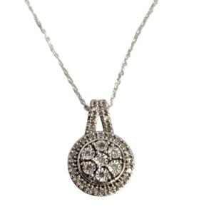18″ Sterling Silver Necklace with Diamond Pendant