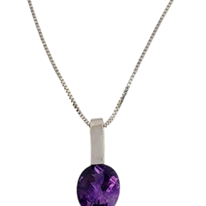 18″ White Gold Amethyst and Diamond Necklace
