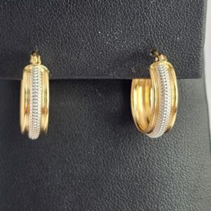 14KT Two Toned Yellow and White Gold 15mm Hoop Earrings