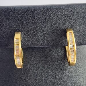 18KT Yellow Gold Diamond Hoop Earrings
