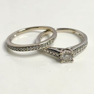 14KT White Gold Diamond Wedding/ Engagement Set with Diamond Band