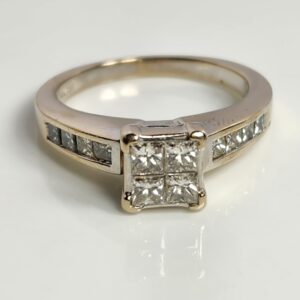 14KT White Gold Princess Cut Diamond Engagement Ring Size 6.5