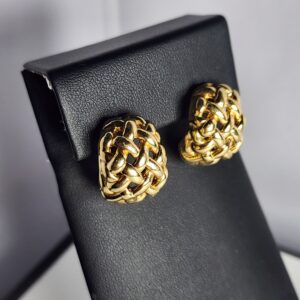 14KT Yellow Gold Basket Weave Earrings