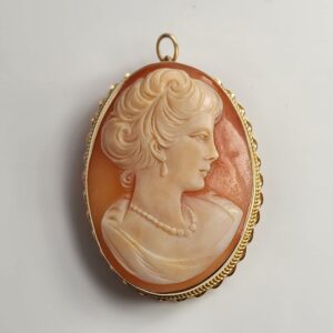 14KT Yellow Gold Cameo Pendant Brooch