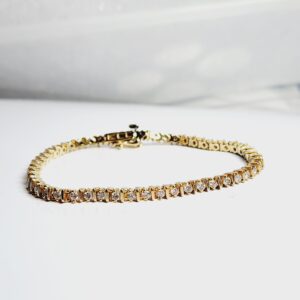 1″ 14KT Yellow Gold Diamond Tennis Bracelet