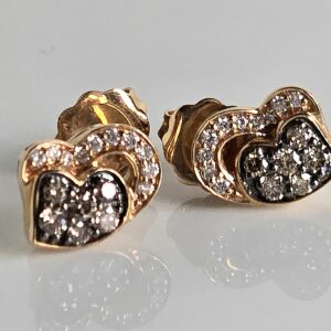14KT Rose Gold Diamond Heart Shape Stud Earrings