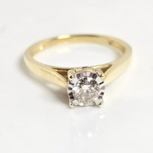 10KT Yellow Gold Solitaire Diamond Ring Size 7