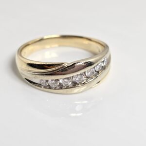 14KT Yellow Gold Mens Diamond Wedding Band Size 11.5