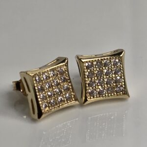 10KT Yellow Gold Cubic Zirconia Pave Setting Stud Earrings