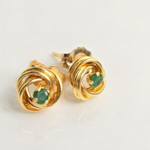 10KT Yellow Gold Emerald Stud Earrings