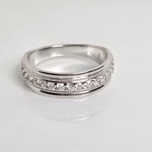 10KT White Gold Mens Diamond Wedding Band Size 10