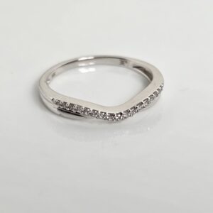 14KT White Gold Diamond Wedding Band / Ring Guard Size 7