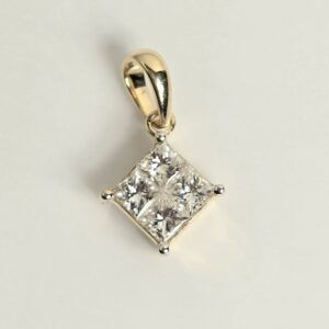 14KT Yellow Gold Princess Cut Diamond Pendant