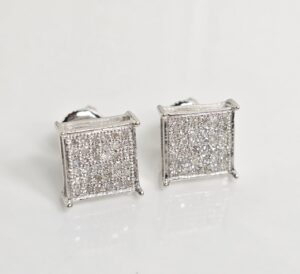 10KT White Gold Diamond Stud Post Earrings