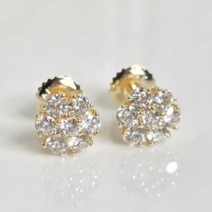 14KT Yellow Gold Diamond Cluster Earring Studs