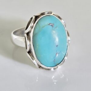 Sterling Silver Turquoise Cabochon Ring Size 7.5