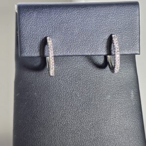 10KT White Gold Diamond Hoop Earrings