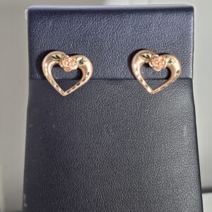 10KT Rose and Yellow Gold Heart Post Earrings