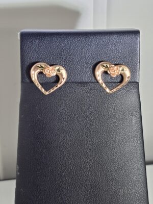 10KT Rose and Yellow Gold Heart Post Earrings